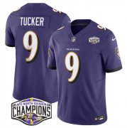 Cheap Men's Baltimore Ravens #9 Justin Tucker Purple F.U.S.E 2024 AFC North Division Champions Vapor Limited Football Jersey