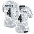 Cheap Women's Baltimore Ravens #4 Zay Flowers 2024 F.U.S.E Arctic Camo Salute To Service Limited Stitched Football Jersey(Run Small)