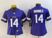 Cheap Women's Minnesota Vikings 14 Sam Darnold Purple Vapor Untouchable Limited Stitched Jersey(Run Small)