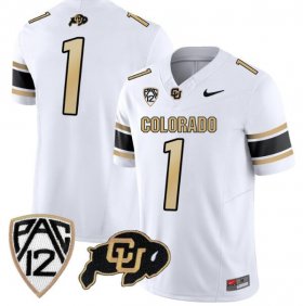 Cheap Men\'s Colorado Buffaloes #1 White Football Jersey