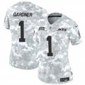 Cheap Women's New York Jets #1 Sauce Gardner 2024 F.U.S.E Arctic Camo Salute To Service Limited Stitched Jersey(Run Small)