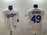 Cheap Men's Los Angeles Dodgers #49 Blake Treinen White Cool Base Stitched Baseball Jersey