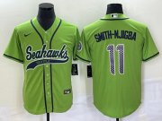 Wholesale Cheap Men's Seattle Seahawks #11 Jaxon Smith-Njigba Green With Patch Cool Base Stitched Baseball Jersey