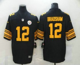 Wholesale Cheap Men\'s Pittsburgh Steelers #12 Terry Bradshaw Black 2016 Color Rush Stitched NFL Nike Limited Jersey