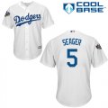 Wholesale Cheap Dodgers #5 Corey Seager White New Cool Base 2018 World Series Stitched MLB Jersey