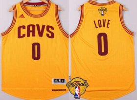 Wholesale Cheap Men\'s Cleveland Cavaliers #0 Kevin Love 2015 The Finals New Yellow Jersey