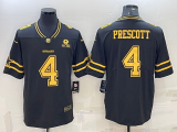 Wholesale Cheap Men's Dallas Cowboys #4 Dak Prescott Black Gold Edition With 1960 Patch Limited Stitched Football Jersey