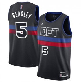 Men\'s Detroit Pistons #5 Malik Beasley Black 2024 Statement Edition Stitched Jersey