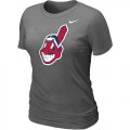 Wholesale Cheap Women's MLB Cleveland Indians Heathered Nike Blended T-Shirt Dark Grey