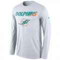 Wholesale Cheap Men's Miami Dolphins Nike White Legend Staff Practice Long Sleeves Performance T-Shirt