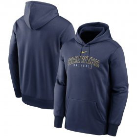 Wholesale Cheap Milwaukee Brewers Nike Outline Wordmark Fleece Performance Pullover Hoodie Navy