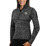 Wholesale Cheap New Orleans Saints Antigua Women's Fortune Half-Zip Sweater Heather Black