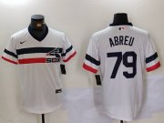 Cheap Men's Chicago White Sox #79 Jose Abreu White NEW Throwback Cool Base Nike Jersey