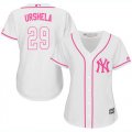 Wholesale Cheap Yankees #29 Gio Urshela White/Pink Fashion Women's Stitched MLB Jersey