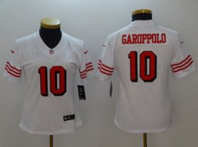 Women 49ers #10 Jimmy Garoppolo White Vapor Untouchable Limited Jersey