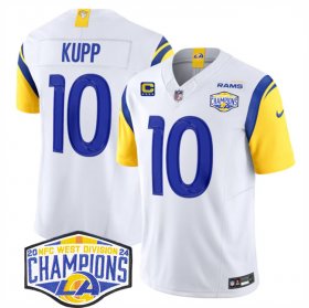 Cheap Men\'s Los Angeles Rams #10 Cooper Kupp White 2024 NFC West Champions With 4-Star C Patch F.U.S.E. Vapor Untouchable Stitched Football Jersey