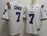 Cheap Men's LSU Tigers #7 JaMarr Chase White FUSE College Stitched Jersey