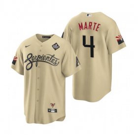 Men\'s Arizona Diamondbacks #4 Ketel Marte Gold 2023 World Series City Connect Cool Base Stitched Baseball Jersey