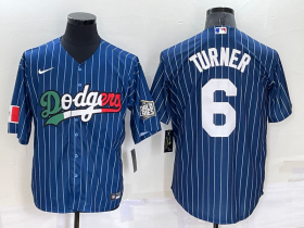 Wholesale Cheap Men\'s Los Angeles Dodgers #6 Trea Turner Navy Blue Pinstripe 2020 World Series Cool Base Nike Jersey