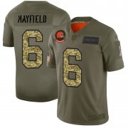 Wholesale Cheap Cleveland Browns #6 Baker Mayfield Men's Nike 2019 Olive Camo Salute To Service Limited NFL Jersey