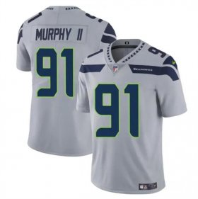 Cheap Men\'s Seattle Seahawks #91 Byron Murphy II Gray 2024 Draft Vapor Limited Football Stitched Jersey