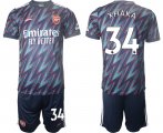 Wholesale Cheap Men 2021-2022 Club Arsenal away blue 34 Soccer Jersey