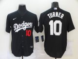 Wholesale Cheap Men's Los Angeles Dodgers #10 Justin Turner Black Stitched MLB Cool Base Nike Jersey