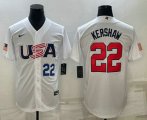 Cheap Mens USA Baseball #22 Clayton Kershaw Number 2023 White World Baseball Classic Stitched Jersey