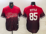 Cheap Men's San Francisco 49ers #85 George Kittle Red Black With Patch Cool Base Stitched Baseball Jersey