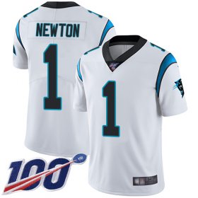 Wholesale Cheap Nike Panthers #1 Cam Newton White Youth Stitched NFL 100th Season Vapor Limited Jersey