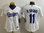 Cheap Women's Los Angeles Dodgers #11 Roki Sasaki White Cool Base Stitched Baseball Jersey(Run Small)