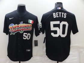 Wholesale Cheap Men\'s Los Angeles Dodgers #50 Mookie Betts Black Mexico Cool Base Nike Jersey