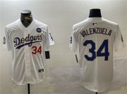 Cheap Men's Los Angeles Dodgers #34 Toro Valenzuela White Gold 2024 World Series With No. 34 Patch Home Limited Stitched Baseball Jersey