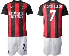 Wholesale Cheap Men 2020-2021 club AC milan home 7 red Soccer Jerseys1