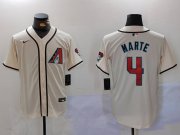 Cheap Men's Arizona Diamondback #4 Ketel Marte Cream Cool Base Limited Stitched Jersey