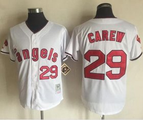 Wholesale Cheap Mitchell and Ness Angels of Anaheim #29 Rod Carew White Stitched MLB Jersey