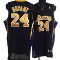 Wholesale Cheap Los Angeles Lakers #24 Kobe Bryant Black With Yellow Swingman Jersey