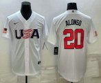 Cheap Men's USA Baseball #20 Pete Alonso 2023 White World Baseball Classic Stitched Jerseys