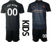 Wholesale Cheap Youth 2020-2021 club Manchester City away customized black Soccer Jerseys