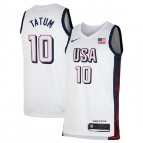 Cheap Men\'s USA Basketball #10 Jayson Tatum White 2024 Swingman Stitched Jersey