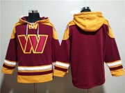 Wholesale Men's Washington Commanders Blank Burgundy Lace-Up Pullover Hoodie