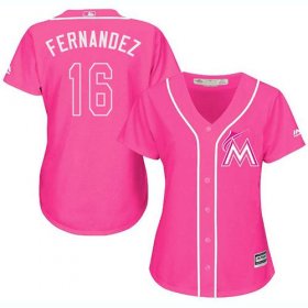 Wholesale Cheap Marlins #16 Jose Fernandez Pink Fashion Women\'s Stitched MLB Jersey