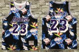 Wholesale Cheap Men's Los Angeles Lakers #23 LeBron James Ness Floral Fashion Hardwood Classics Soul Swingman Throwback Shorts