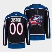 Wholesale Cheap Men's Columbus Blue Jackets Custom Navy 2022 Reverse Retro Stitched Jersey