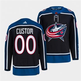 Wholesale Cheap Men\'s Columbus Blue Jackets Custom Navy 2022 Reverse Retro Stitched Jersey