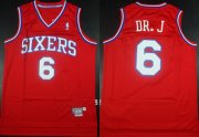 Wholesale Cheap Philadelphia 76ers #6 DR. J Nickname Red Swingman Throwback Jersey