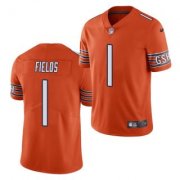 Wholesale Cheap Women's Orange Chicago Bears #1 Justin Fields 2021 NFL Draft Vapor untouchable Limited Stitched Jersey