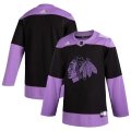 Wholesale Cheap Chicago Blackhawks Adidas Hockey Fights Cancer Practice Jersey Black