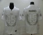 Wholesale Cheap Men's Kansas City Chiefs #15 Patrick Mahomes White Commemorative Edition 2020 Vapor Untouchable Stitched NFL Nike Limited Jersey