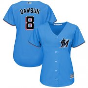 Wholesale Cheap Marlins #8 Andre Dawson Blue Alternate Women's Stitched MLB Jersey